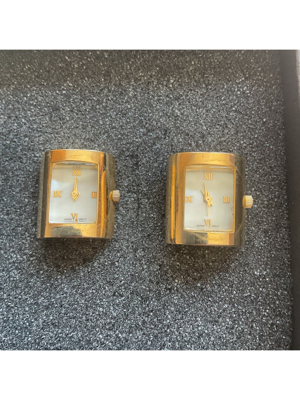 Cool Vintage Cufflink Watches 19mm X 22mm Gold Tone With MOP Dial S2
